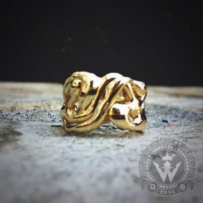 Custom Crafted by Daniel and Sara Weiss at our workshop in Weiss Jewelry in Los Angeles. 14K Yellow Gold Handmade 'Organic' Ring