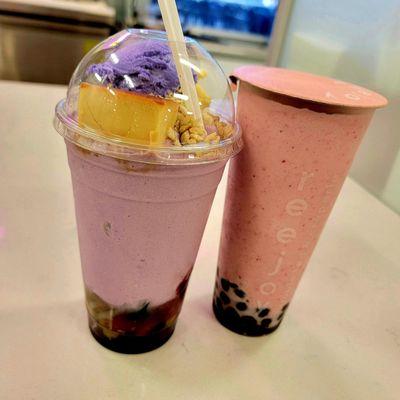 Special Taro Halo-halo & Strawberry Smoothie with Boba