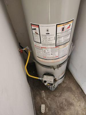 Water heater with new gas connection