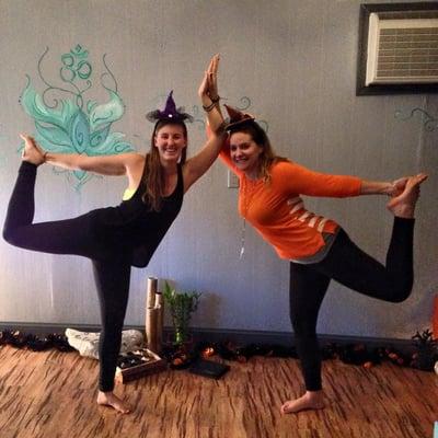 Owners, Alyssa Miller and Jonelle Dickson, being festive for Halloween classes!