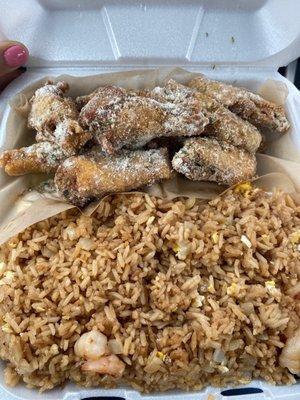 Ranch wings & shrimp fried rice