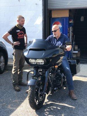 Matt going over the bike with us.