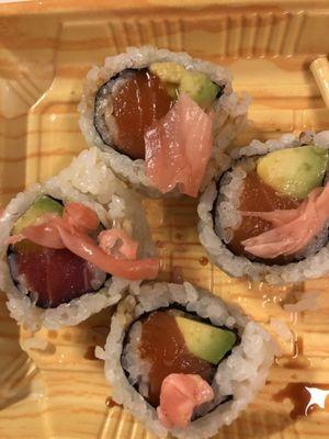 Salmon and tuna roll