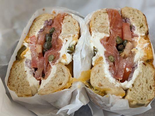 Nova Lox on Jalapeno Cheddar bagel