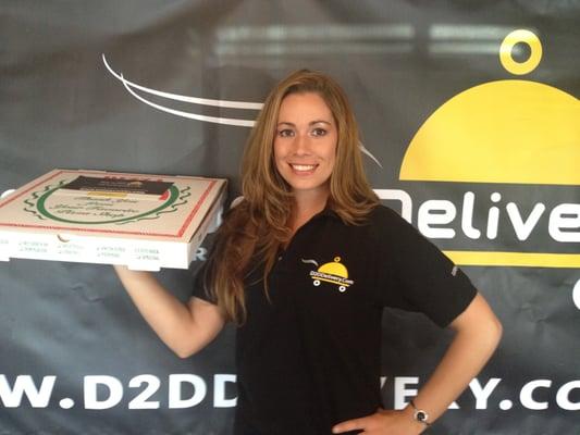 Nicole Duff serving up a pizza!