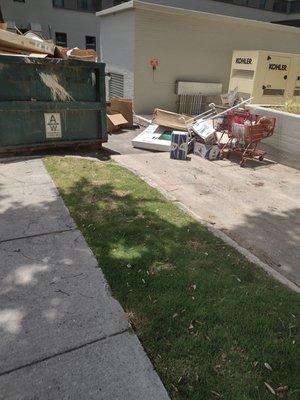 This is the closest thing to disability ramp, by the dumpster, but it was so cluttered....