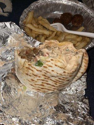 Shawarma Gyro PIta Combo + 10 Piece Falafel (what was left after ample sampling)