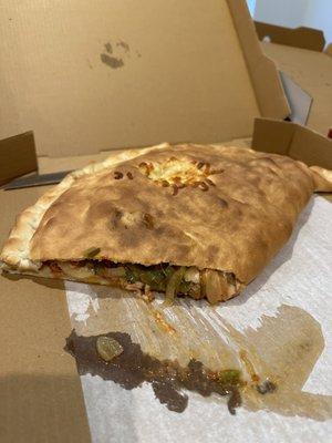 Sausage and peppers calzone