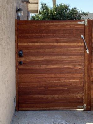 Custom front gate with keypad lock