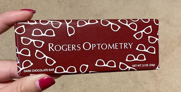 Rogers Optometry Dark Chocolate Bar