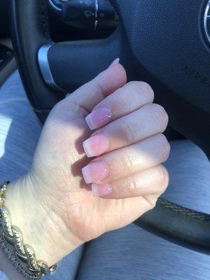 Powder dip manicure with a set of nails put on