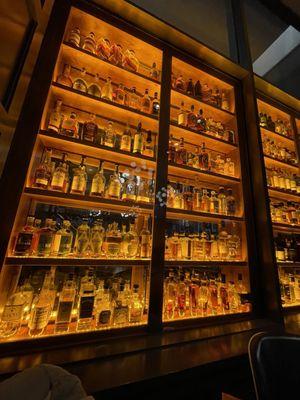 Whiskey wall in bar area