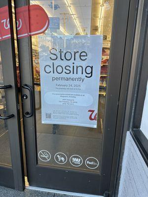 Walgreens Store Closing permanently February 24, 2025 {1/14/2025}