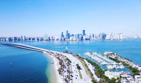 Arial of Brickell/Downtown Miami.