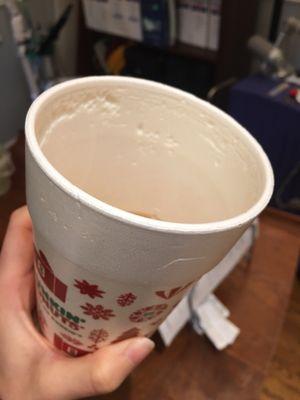 MELTED STYROFOAM INTO MY CUP!! I drank toxins!! That is messed up! It's carcinogens in my body!