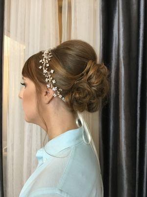 Bridal updo by our bridal team at VIMA SALON.