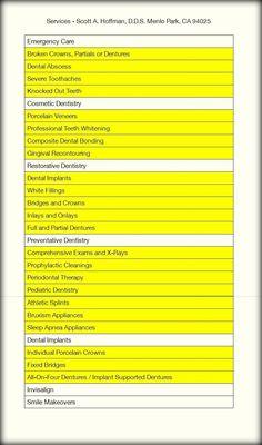 Services provided by Scott Hoffman DDS