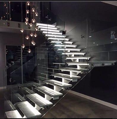 Floating Stairway Glass Rail