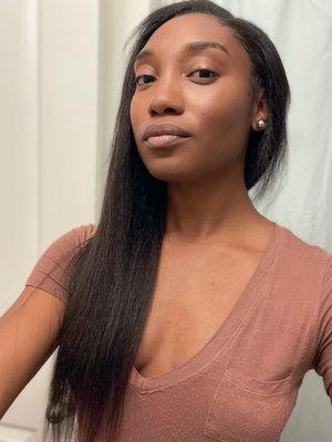 Full sew-in minimum leave out (a natural straightening)