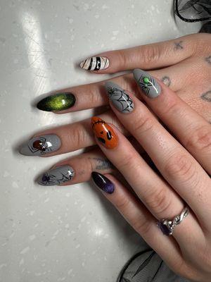 Builder gel nail + Halloween nail design