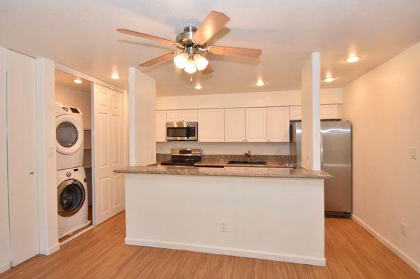 Washer and dryer available in some apartments.