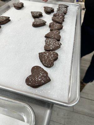 Heart-shaped chocolate cookies