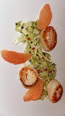 Scallops with grapefruit and fennel