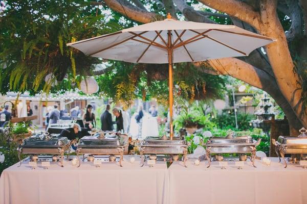 Partial layout of buffet from El Tapatio Catering for PandA outdoor wedding November 2013