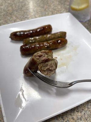 Undercooked sausage for the second time.