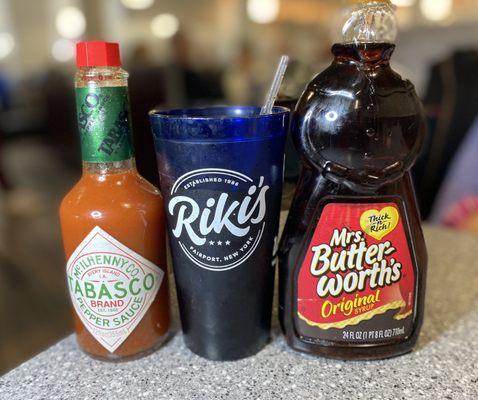 Nice size bottle of Tabasco on every table