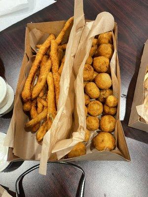 Fried Zucchini (breaded daily) and Fried Mushrooms (breaded daily)