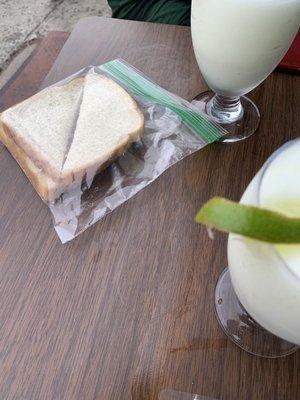 Frozen margs and a complimentary sandwich