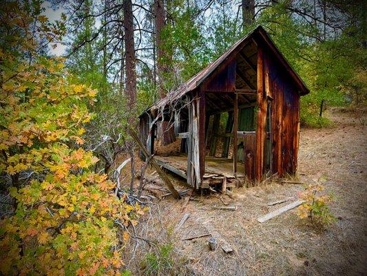 An old miner's railroad depot along the horse trail.