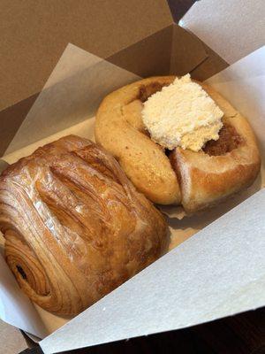 Chocolate croissant and cinnamon roll