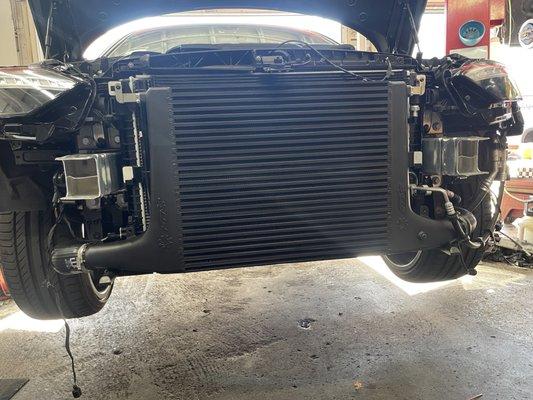 Integrated Engineering intercooler installation.