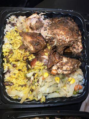 Jerk Chicken ... asked for gravy on the rice & peas ... none=*{