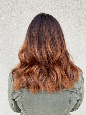 Dark red & copper balayage