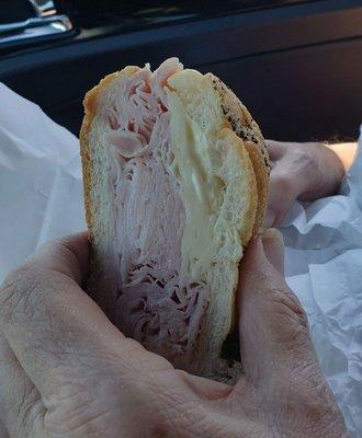 Ham & Swiss on a hard roll.