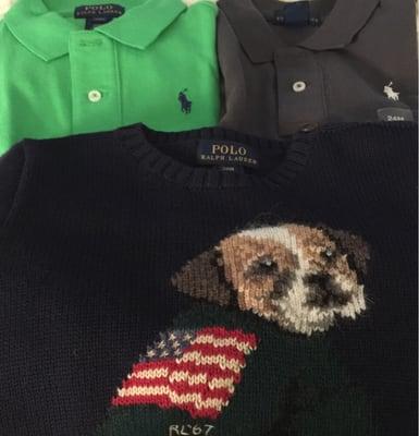 Selection was slim but we scored two polos and a new sweater for Ian.