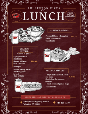 Lunch options everyday from 11- 4