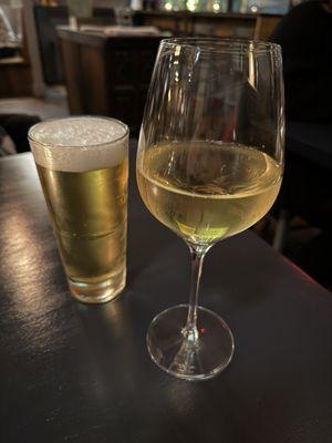 Pilsner and white wine