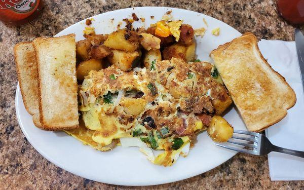 Italian Omelette with potatoes and white toast