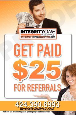 Get paid $25 every time you refer someone to us.