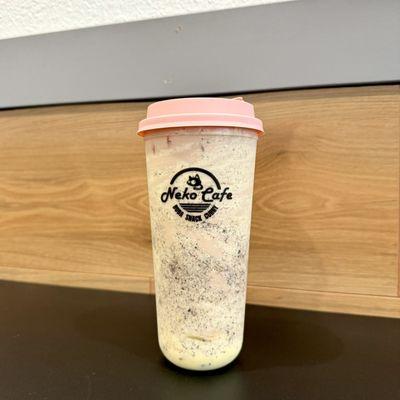 Oreo Burlee Milk Tea (No Boba, Add Egg Pudding)