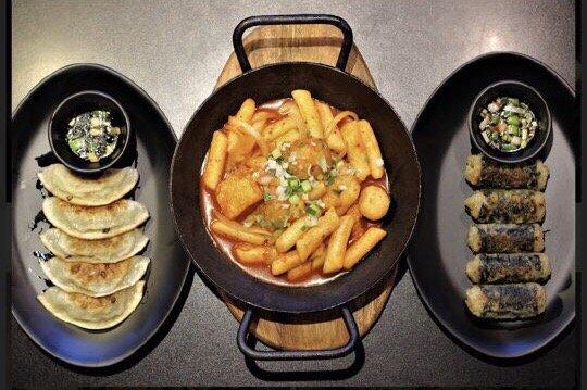 Pork Mandoo, Ddukbokki(Spicy rice cake), Fried Ghimmari