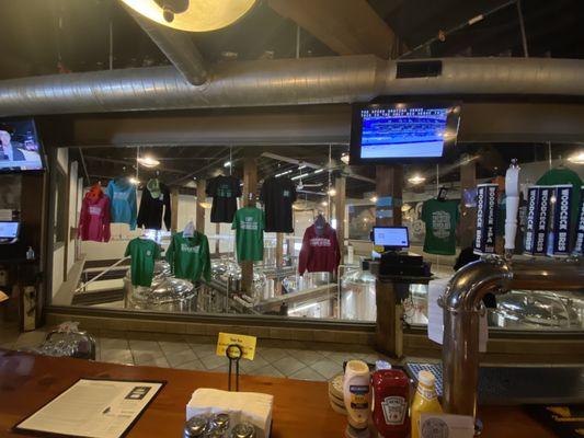 The bar overlooks the brewery below.