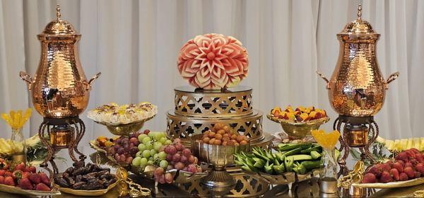 Dessert and fruit table