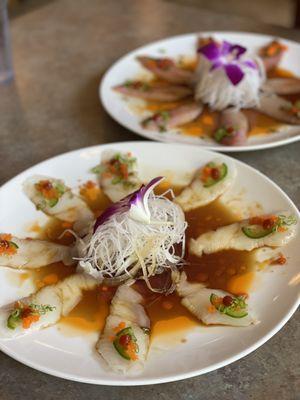 Halibut and hamachi carpaccio