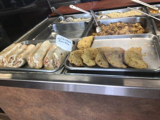 Chichen quesadillas and chicken empanadas