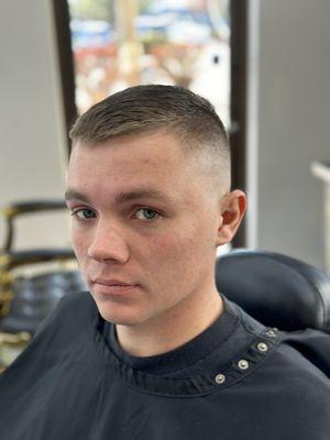 High fade scissor cut top